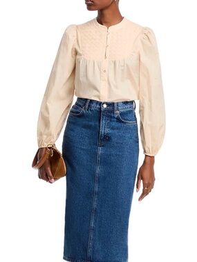 Cupio NWT 100% Cotton Lattice Bib Blouse